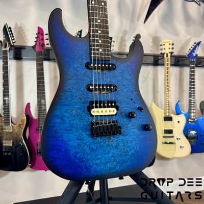 Schecter USA Custom Shop Sunset Custom-II HSS Electric Guitar w/ Case-Ocean Blue Burst Satin image 3