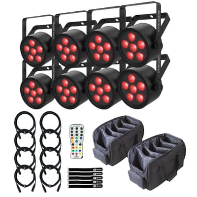 Chauvet DJ SLIMPARQ6ILS RGBA LED DMX Wash Light Fixtures 8 Pack w Carry Bag image 1