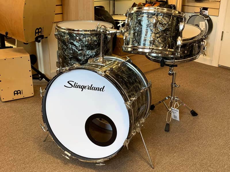 Slingerland 4 pc early 1970s Drum Set - Black Diamond Pearl image 1
