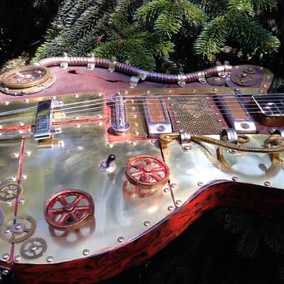 Steampunk Art Relic Jolana Tornado Hollow Body Vintage guitar 1963 Copper / Red image 17