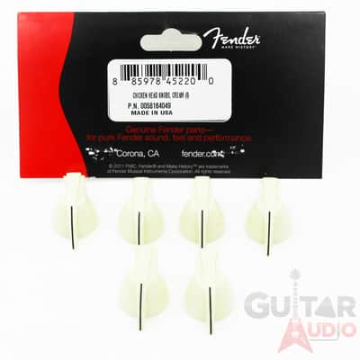 Genuine Fender Chicken Head Pointed Amplifier/Amp Control Knobs, Set of 6, CREAM image 3