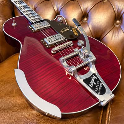 2026 Gretsch Nigel Hendroff Penguin G6134TFM-NH - Dark Cherry Metallic Flame image 3