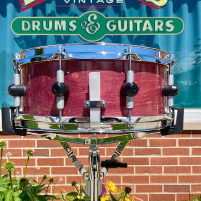 Bison Drum Company 5.5x14 Snare Drum Transparent Red Sparkle image 6