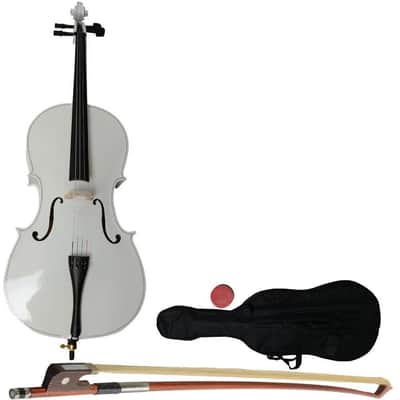 Cxxss White Cello 4/4 Full Size Wood Acoustic Cello School Band With Bag Bow Rosin Bridge image 1