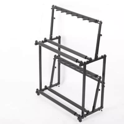 2-Tier Adjustable Guitar Display Rack | Foldable Guitar, Ukulele, and Violin Holder Stand – Holds Up to 14 Instruments with Anti-Scratch Protection image 1
