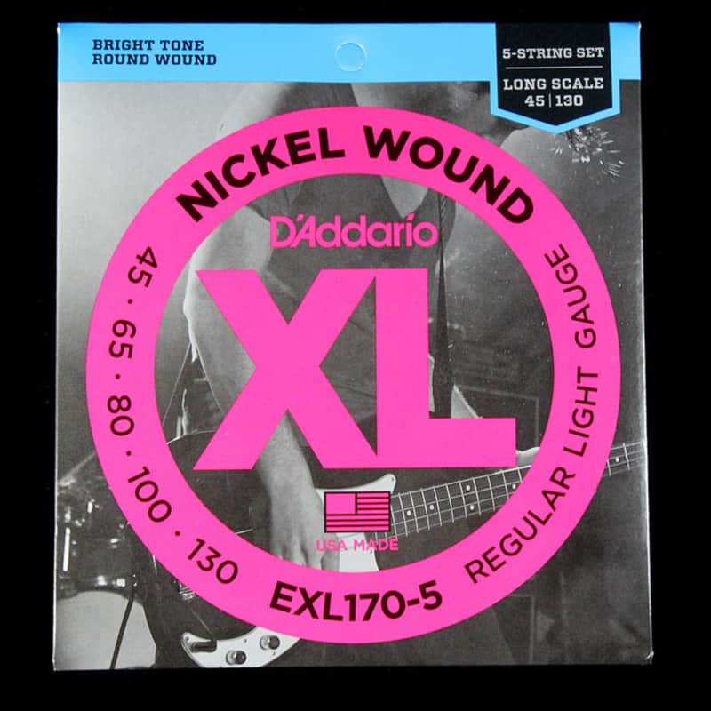 D'Addario Nickel Wound 5-String Long-Scale Bass Strings 45-130 image 1