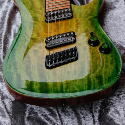 Boutique guitar Ergal 7 string fanned points and lines edition by GB Liuteria image 18
