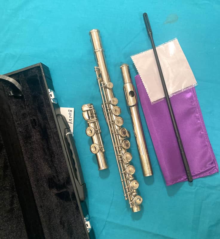Bundy-Nickel Plated Student Flute-Overhauled-Made in USA c.1970-with New Case! image 1