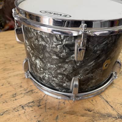 Vintage Ludwig 12"x8" Rack Tom Drum Keystone Badge 1968 Black Oyster Pearl image 3