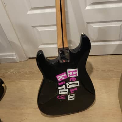 $1100 Squier Hello Kitty Stratocaster Electric Guitar – Black image 5