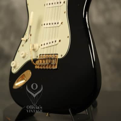 1960 Fender LEFT-HANDED Stratocaster factory assembled with '57 neck Custom Color BLACK with GOLD hardware!!! image 7