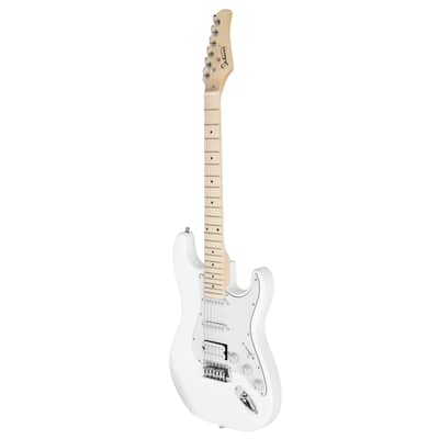 Glarry GST Electric Guitar HSS Pickups w/20W Amplifier White image 3