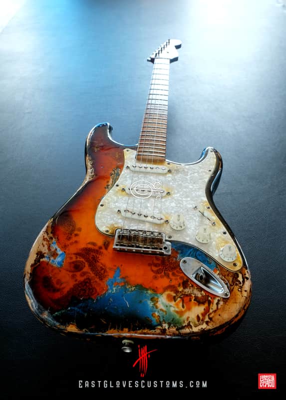 Fender Stratocaster 50th Anniversary Deluxe Series Sunburst Paisley/Pelham Blue Heavy Relic image 1