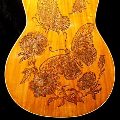 Acoustic Parlor Cutaway Guitar Handmade by Blueberry Butterflies Motif image 8