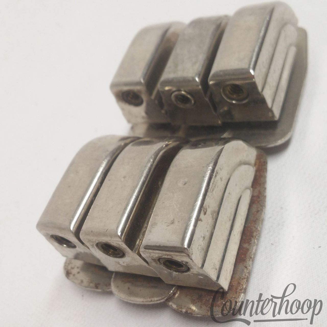 Leedy&Ludwig 6x Beavertail Tom/Snare Drum Lugs Nickel USA 40s-50s Metal Washer — main photograph