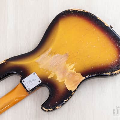 1966 Fender Jazz Bass Sunburst Padauk Fretboard Binding + Dots w/ Case image 15