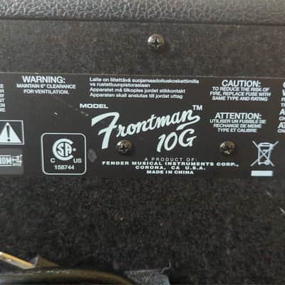 Fender Frontman 10G 10-Watt 1x6" Guitar Practice Amp 2007 - Present - Black image 3