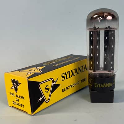 1950s Sylvania 5U4GB Vintage Black Plate Halo Getter Rectifier Tube! T281 image 1