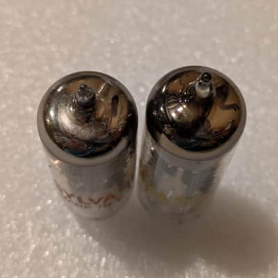 12BH7A Sylvania Matched Pair NOS Testing Gray Rib Plates Top Halo Getter Amplitrex Tested image 9