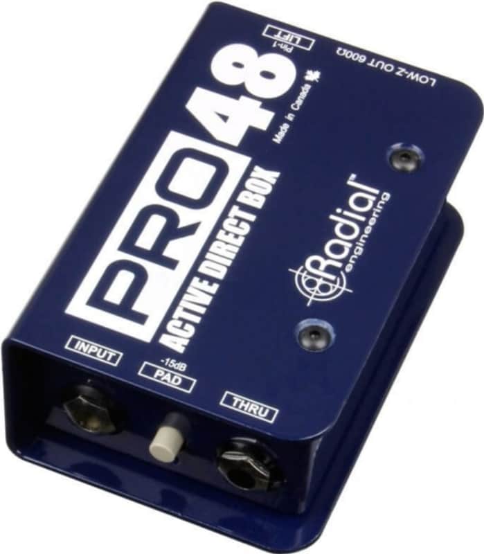 RADIAL Pro48 active direct box used on stage or in home recording studios, for active and passive instruments image 1