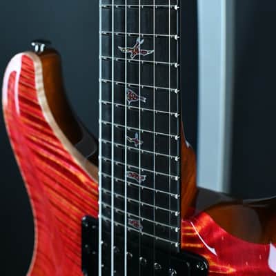 PRS Private Stock #12058 Custom 24 Raspberry Lemon Stripe w/ Reverse Chevron Flame Maple Top image 8