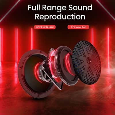 Pyle 5.25 Inch Dual Marine Speakers - 2 Way Waterproof and Weather Resistant Outdoor Audio Stereo Sound System with 100 Watt Power, Polypropylene Cone and Cloth Surround - 1 Pair - PLMR51B (Black) image 5