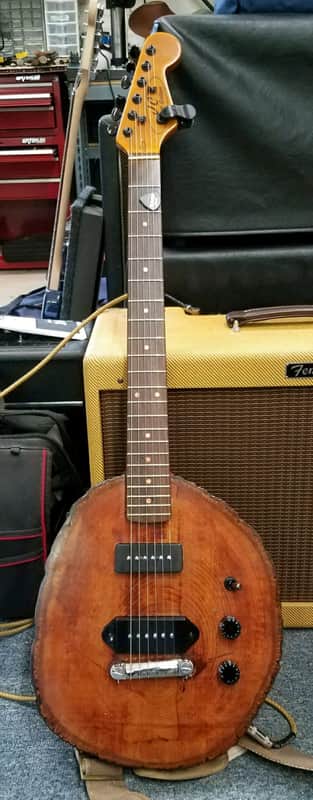 JC Custom Guitars Tree Slice Special 2017 Tung Oil Front. Heritage Cherry Rear image 1