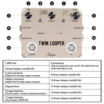 Rowin Twin Looper Guitar Effect Pedal Loop Station 11 Type of Play with 10 Minutes of Recording Time,price include the import duty for US buyer image 5