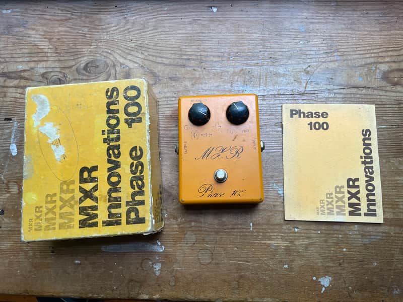 Vintage 1975 first year MXR Phase 100 guitar pedal script logo w