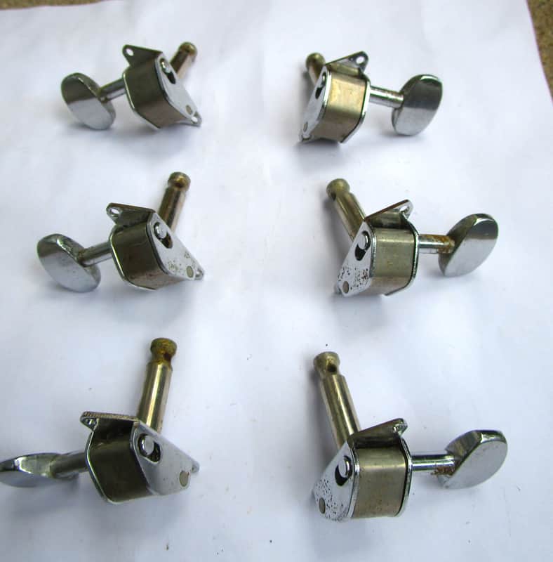 Hofner Guitar Tuners, 1960's, Germany, 3 On The Side, Metal Buttons, Grommets Included image 1