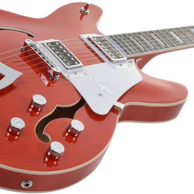 Hagstrom HSSUVIK95 Electric Guitar, Super Viking, Mandarin Flame image 2