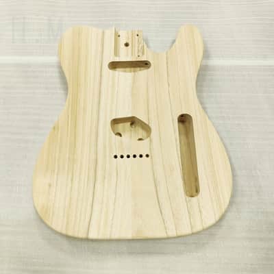 Unfinished Paulownia Wood Guitar Tele Style Body, String Through Bridge image 5