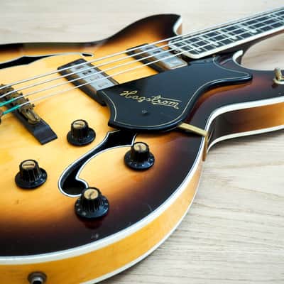 1968 Hagstrom Concord C-2 Deluxe Vintage Hollowbody Bass Guitar Ebony Board & Gold Hardware, Viking image 6