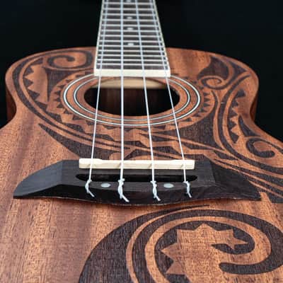 Oscar Schmidt OU2TAT All Mahogany Laser Etched Traditional Hawaiian Design 4-String Concert Ukulele image 7
