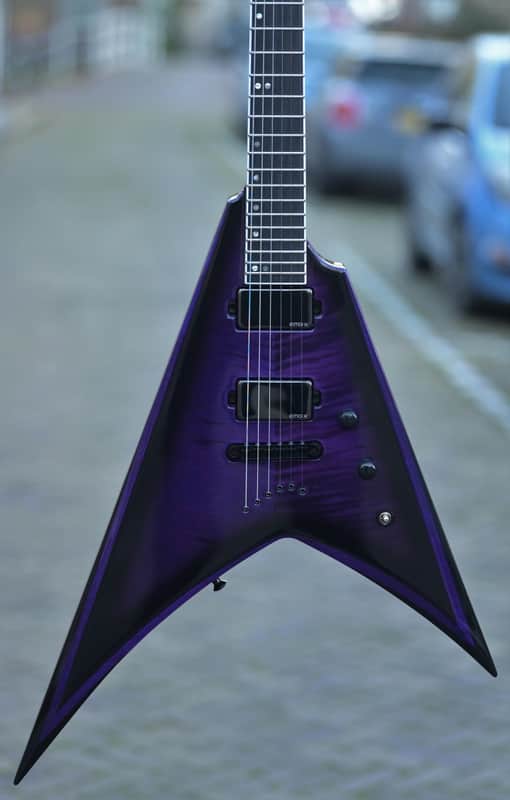 ESP USA V-II NT Flamed Maple, EMG - Dark Purple Sunburst image 1