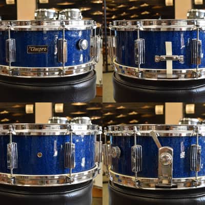 Vintage Pearl Kit "Tempro"  Drum Set with Snare in Blue Sparkle 20, 14, 12, 16 image 17