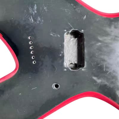 Custom Black Red Guitar Warlock Style Body, String Through Bridge image 4