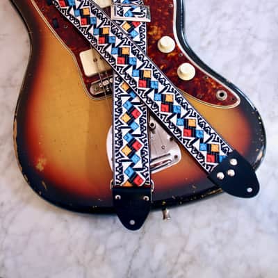 Tom´s Vintage Strap White 'Diamonds' Guitar/Bass Hippie Strap 2026 image 4