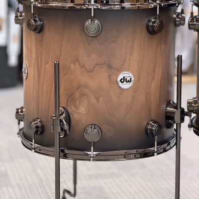 DW COLLECTOR'S PURE WALNUT 22-10-12-14-16 NATURAL TO QUICK EBONY BURST BLACK NICKEL HARDWARE image 9