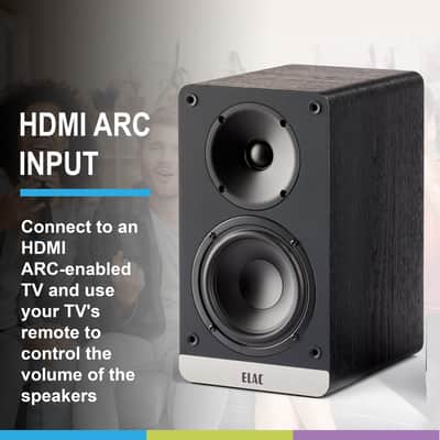 ELAC Debut ConneX 4-1/2" Powered Bookshelf Speakers with HDMI ARC, Pair of Bookshelf Speakers for Home Entertainment System, Black image 6