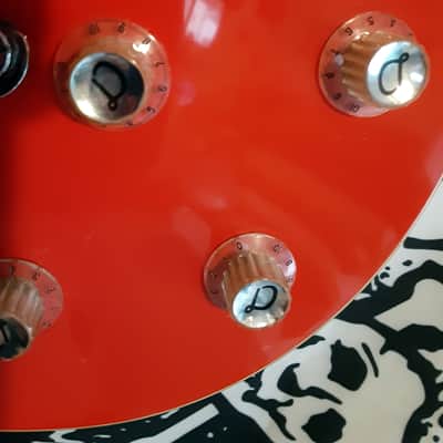 DeArmond M66 Bluesbird Fiesta Red Tommy Emmanuel Sig. w/ gig bag by Guitars For Vets image 3