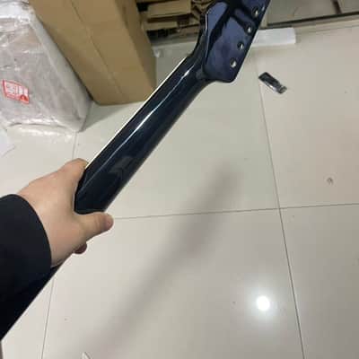 1 Round stainless steel  22 frets White binding black gloss Maple guitar neck 25.5inch hole 10mm image 6