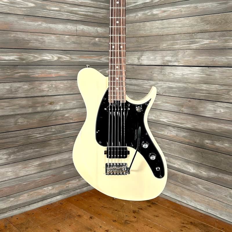 Aria  Pro II Jet B Tone Electric Baritone Guitar  - See-Through Vintage White (4702-SR) image 1