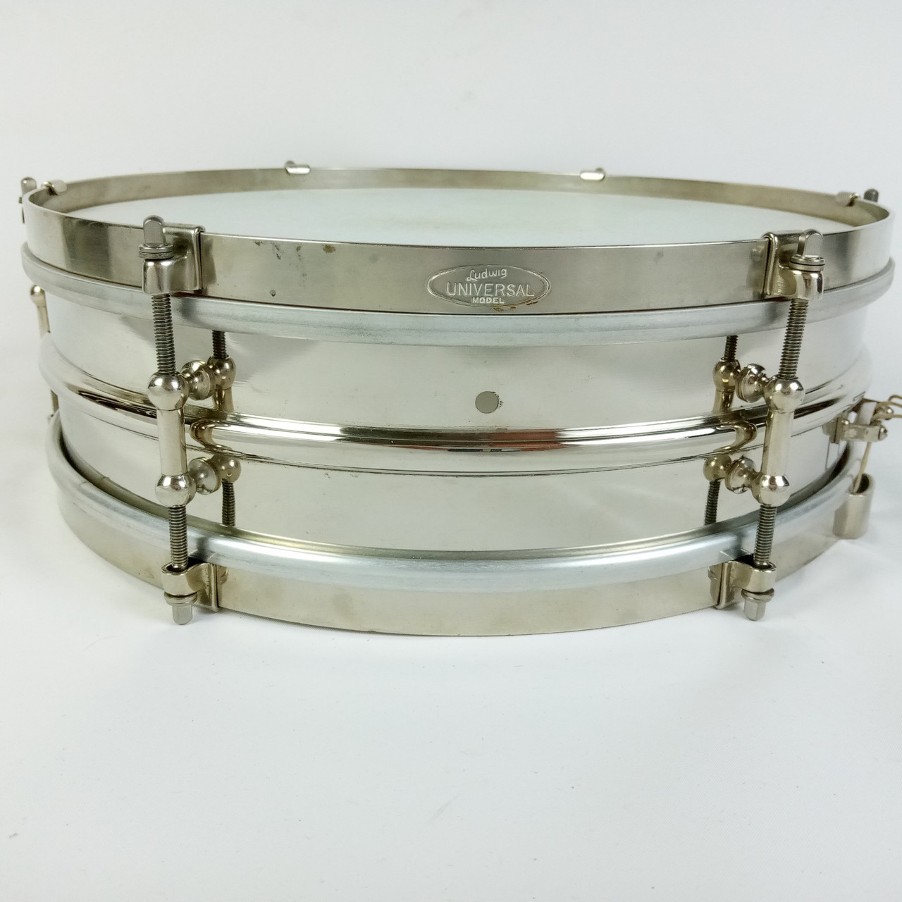 Ludwig 4x14"Universal"Heavy 2-Piece Brass Snare Drum+p338 Vintage 20s NOB Dance — main photograph