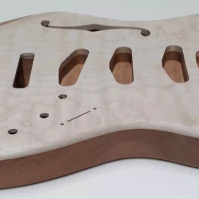 Shepard Custom Guitars Thinline Stratocaster Body Quilted Maple Top On 1pc Mahogany 2022 Unfinished image 7