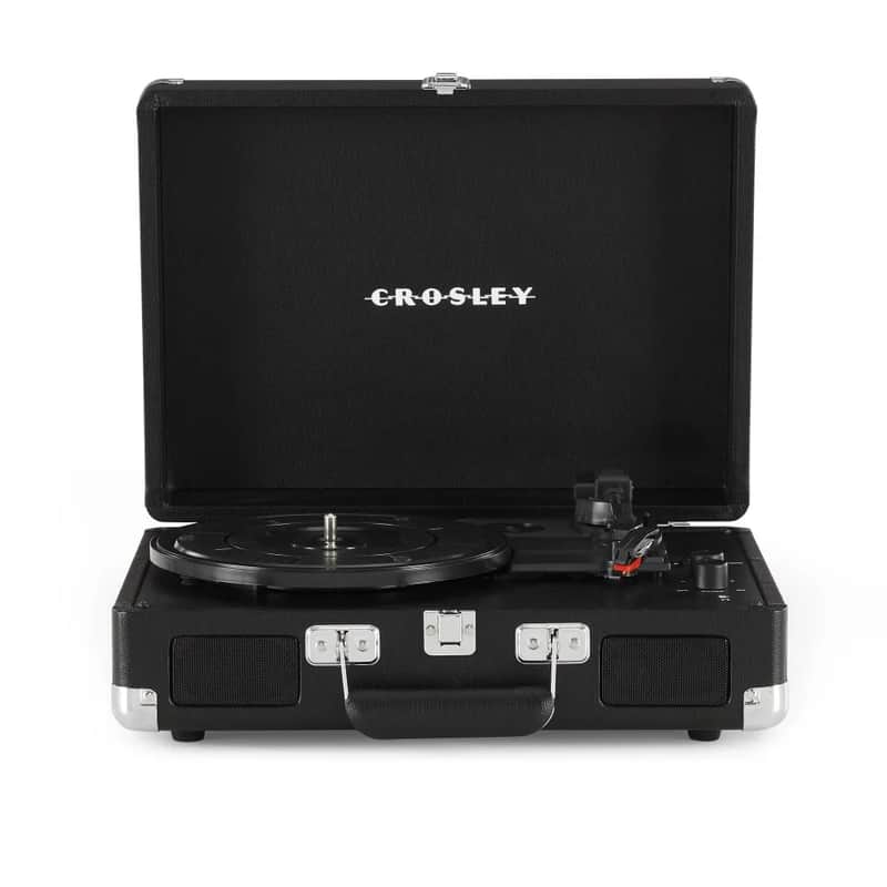 Crosley CR8005DP-BK1 Cruiser Plus Vintage 3-Speed Bluetooth in/Out Suitcase Vinyl Record Player Turntable with Built-in Speakers - Black image 1