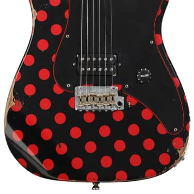 Friedman Vintage S Electric Guitar - Black with Red Polka Dots image 2