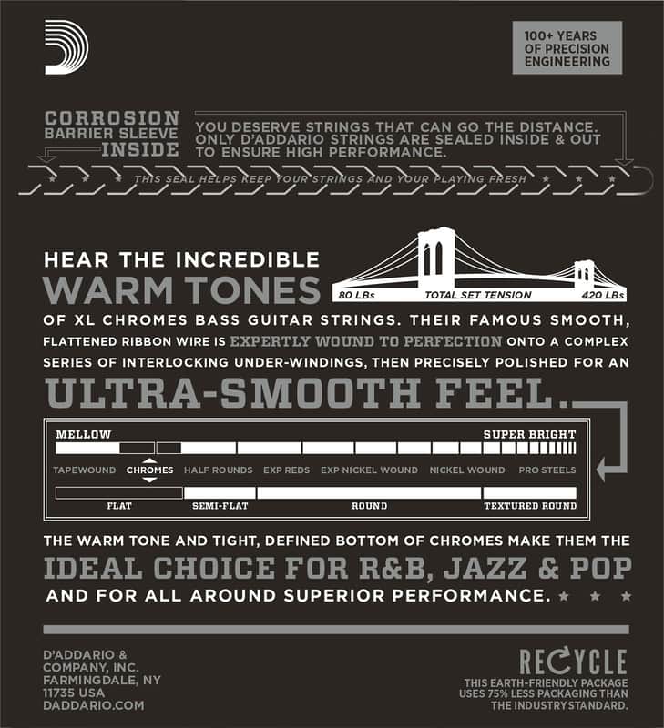 D'Addario ECB80 Chromes Long Scale Bass Guitar Strings, Light Gauge image 3