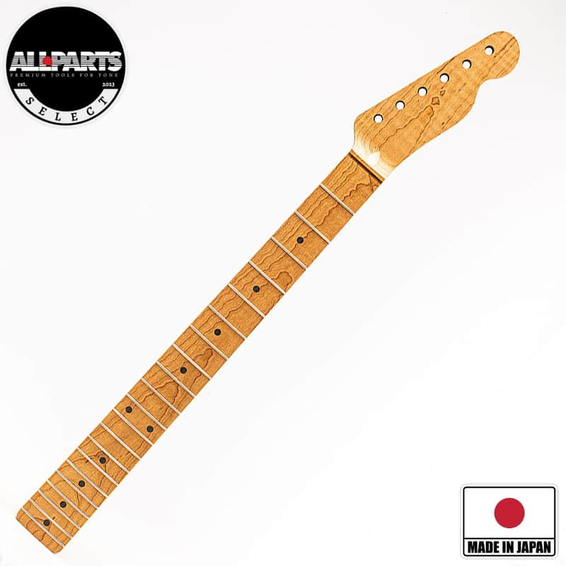 Allparts Select "Licensed by Fender®" AAA+ Roasted Flame Maple "VIN-MOD" Replacement Neck for Telecaster® - Unfinished image 1