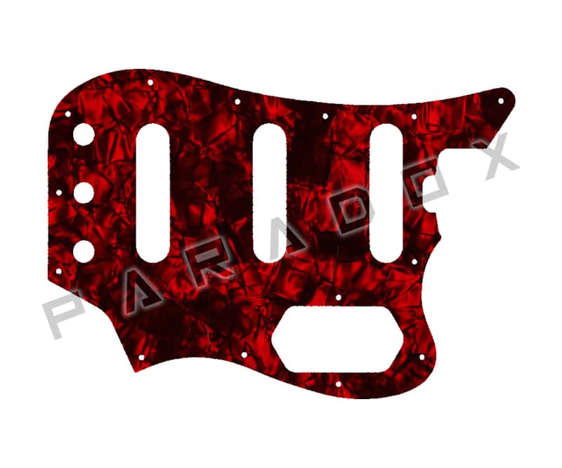 Custom Pickguard For 2023 - 2024 Made in Mexico Fender Vintera II 60's Bass VI Elite Notch - Dark Red Pearl/Black/White/Black .090" image 1